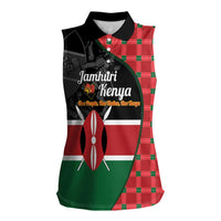 Kenya Jamhuri Day Women Sleeveless Polo Shirt One People One Nation Massai Shuka Pattern - Wonder Print Shop
