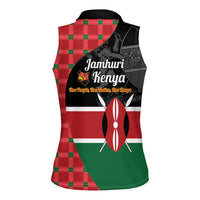 Kenya Jamhuri Day Women Sleeveless Polo Shirt One People One Nation Massai Shuka Pattern - Wonder Print Shop