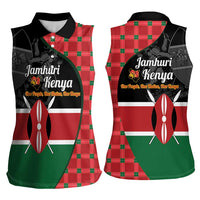 Kenya Jamhuri Day Women Sleeveless Polo Shirt One People One Nation Massai Shuka Pattern - Wonder Print Shop