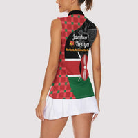 Kenya Jamhuri Day Women Sleeveless Polo Shirt One People One Nation Massai Shuka Pattern - Wonder Print Shop