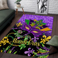 Mardi Gras Area Rug Carnival Mask Happy Fat Tuesday - Wonder Print Shop