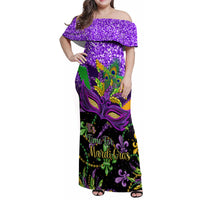 Personalised Mardi Gras Family Matching Off Shoulder Maxi Dress and Hawaiian Shirt Carnival Mask Happy Fat Tuesday - Wonder Print Shop