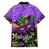 Personalised Mardi Gras Family Matching Off Shoulder Short Dress and Hawaiian Shirt Carnival Mask Happy Fat Tuesday - Wonder Print Shop