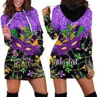 Personalised Mardi Gras Hoodie Dress Carnival Mask Happy Fat Tuesday - Wonder Print Shop