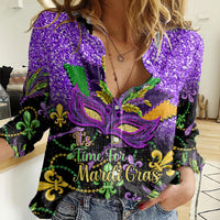 Personalised Mardi Gras Women Casual Shirt Carnival Mask Happy Fat Tuesday - Wonder Print Shop