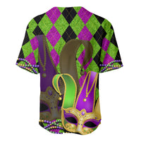 Mardi Gras 2024 Baseball Jersey Jester Mask With Beads Colorful Version - Wonder Print Shop