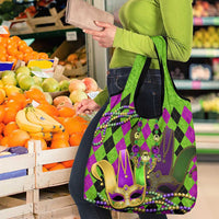 Mardi Gras Grocery Bag Jester Mask With Beads Colorful Version