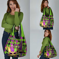 Mardi Gras Grocery Bag Jester Mask With Beads Colorful Version