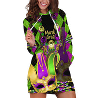 Mardi Gras 2024 Hoodie Dress Jester Mask With Beads Colorful Version - Wonder Print Shop