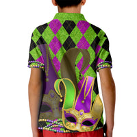 Mardi Gras 2024 Kid Polo Shirt Jester Mask With Beads Colorful Version - Wonder Print Shop