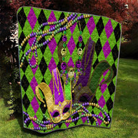 Mardi Gras 2024 Quilt Jester Mask With Beads Colorful Version - Wonder Print Shop