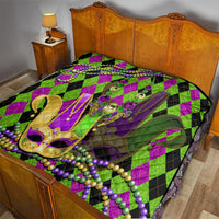 Mardi Gras 2024 Quilt Jester Mask With Beads Colorful Version - Wonder Print Shop