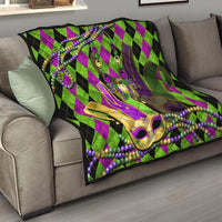 Mardi Gras 2024 Quilt Jester Mask With Beads Colorful Version - Wonder Print Shop