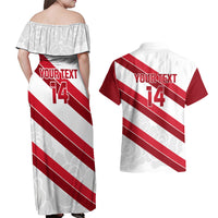 Custom England Rugby Couples Matching Off Shoulder Maxi Dress and Hawaiian Shirt 2024 Go Champions Red Rose Sporty Version - Wonder Print Shop