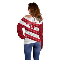 Custom England Rugby Off Shoulder Sweater 2024 Go Champions Red Rose Sporty Version - Wonder Print Shop
