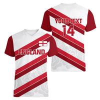 Custom England Rugby Women V Neck T Shirt 2024 Go Champions Red Rose Sporty Version - Wonder Print Shop
