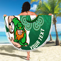 Custom Ireland Rugby Beach Blanket 2024 Irish Shamrocks With Celtic Pattern - Wonder Print Shop