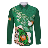 Custom Ireland Rugby Family Matching Off Shoulder Long Sleeve Dress and Hawaiian Shirt 2024 Irish Shamrocks With Celtic Pattern - Wonder Print Shop