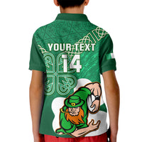Custom Ireland Rugby Kid Polo Shirt 2024 Irish Shamrocks With Celtic Pattern - Wonder Print Shop
