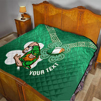 Custom Ireland Rugby Quilt 2024 Irish Shamrocks With Celtic Pattern - Wonder Print Shop