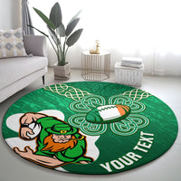 Custom Ireland Rugby Round Carpet 2024 Irish Shamrocks With Celtic Pattern