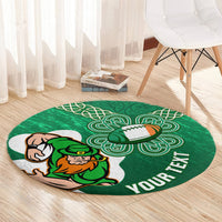 Custom Ireland Rugby Round Carpet 2024 Irish Shamrocks With Celtic Pattern