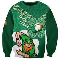 Custom Ireland Rugby Sweatshirt 2024 Irish Shamrocks With Celtic Pattern - Wonder Print Shop