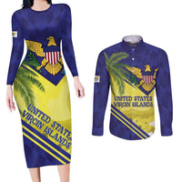 US Virgin Islands Couples Matching Long Sleeve Bodycon Dress and Long Sleeve Button Shirt United in Pride and Hope
