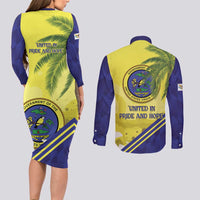 US Virgin Islands Couples Matching Long Sleeve Bodycon Dress and Long Sleeve Button Shirt United in Pride and Hope