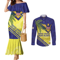 US Virgin Islands Couples Matching Mermaid Dress and Long Sleeve Button Shirt United in Pride and Hope