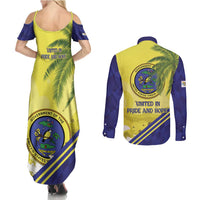 US Virgin Islands Couples Matching Summer Maxi Dress and Long Sleeve Button Shirt United in Pride and Hope