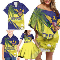 US Virgin Islands Family Matching Off Shoulder Short Dress and Hawaiian Shirt United in Pride and Hope - Wonder Print Shop