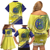 US Virgin Islands Family Matching Off Shoulder Short Dress and Hawaiian Shirt United in Pride and Hope - Wonder Print Shop