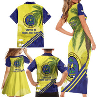 US Virgin Islands Family Matching Short Sleeve Bodycon Dress and Hawaiian Shirt United in Pride and Hope - Wonder Print Shop