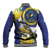 US Virgin Islands Baseball Jacket Bananaquit Bird Mix Ginger Thomas Flower - Wonder Print Shop