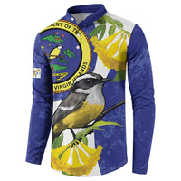 US Virgin Islands Button Sweatshirt Bananaquit Bird Mix Ginger Thomas Flower - Wonder Print Shop