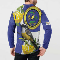 US Virgin Islands Button Sweatshirt Bananaquit Bird Mix Ginger Thomas Flower - Wonder Print Shop
