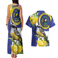US Virgin Islands Couples Matching Tank Maxi Dress and Hawaiian Shirt Bananaquit Bird Mix Ginger Thomas Flower