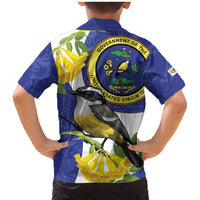 US Virgin Islands Family Matching Mermaid Dress and Hawaiian Shirt Bananaquit Bird Mix Ginger Thomas Flower - Wonder Print Shop