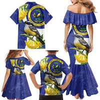 US Virgin Islands Family Matching Mermaid Dress and Hawaiian Shirt Bananaquit Bird Mix Ginger Thomas Flower - Wonder Print Shop