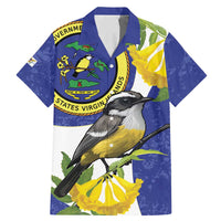 US Virgin Islands Family Matching Mermaid Dress and Hawaiian Shirt Bananaquit Bird Mix Ginger Thomas Flower - Wonder Print Shop