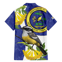 US Virgin Islands Family Matching Mermaid Dress and Hawaiian Shirt Bananaquit Bird Mix Ginger Thomas Flower - Wonder Print Shop