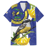 US Virgin Islands Family Matching Off The Shoulder Long Sleeve Dress and Hawaiian Shirt Bananaquit Bird Mix Ginger Thomas Flower