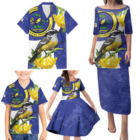 US Virgin Islands Family Matching Puletasi and Hawaiian Shirt Bananaquit Bird Mix Ginger Thomas Flower