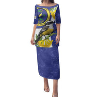 US Virgin Islands Family Matching Puletasi and Hawaiian Shirt Bananaquit Bird Mix Ginger Thomas Flower