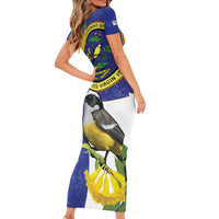 US Virgin Islands Family Matching Short Sleeve Bodycon Dress and Hawaiian Shirt Bananaquit Bird Mix Ginger Thomas Flower - Wonder Print Shop