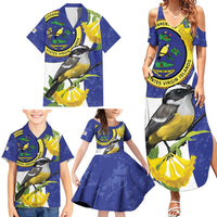US Virgin Islands Family Matching Summer Maxi Dress and Hawaiian Shirt Bananaquit Bird Mix Ginger Thomas Flower - Wonder Print Shop