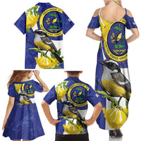 US Virgin Islands Family Matching Summer Maxi Dress and Hawaiian Shirt Bananaquit Bird Mix Ginger Thomas Flower - Wonder Print Shop