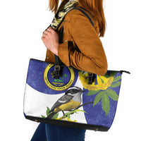 US Virgin Islands Leather Tote Bag Bananaquit Bird Mix Ginger Thomas Flower