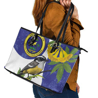 US Virgin Islands Leather Tote Bag Bananaquit Bird Mix Ginger Thomas Flower